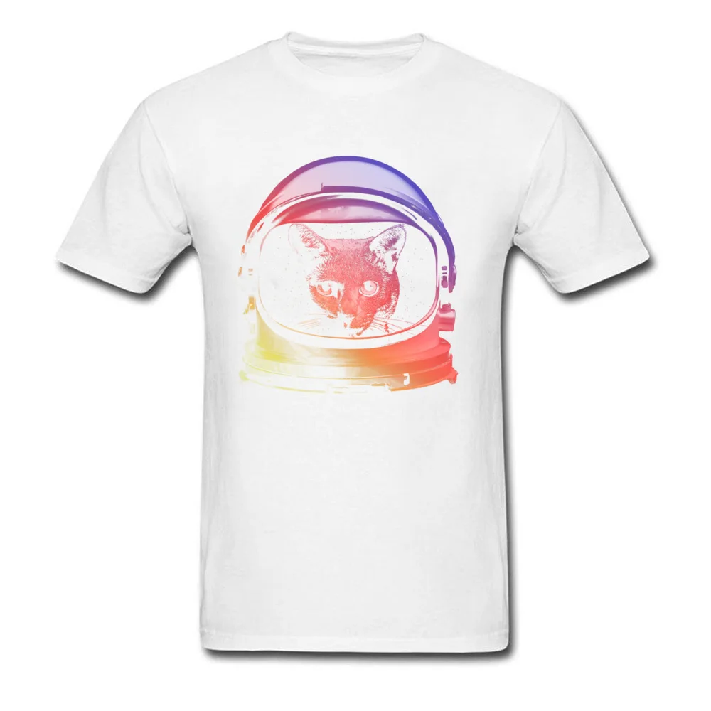 Company My Cat is Astronaut Casual T-shirts Round Neck 100% Cotton Fabric Men Tops Shirts Short Sleeve Tee Shirt Labor Day My Cat is Astronaut white