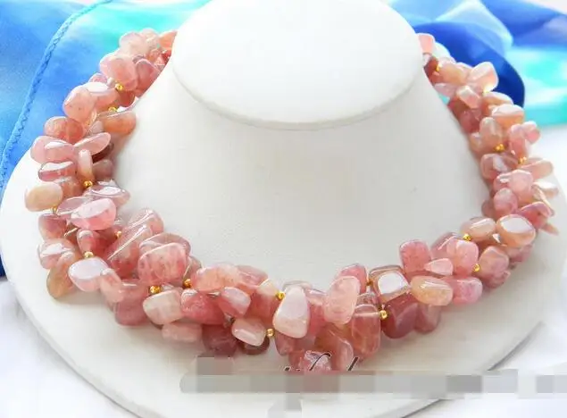 

song voge gem nanJ1764 3row irregularly Petal red crystal Natural necklace