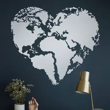 

Heart Shape World Map Vinyl Wall Sticker Home Office Living Room Bedroom Wall Decoration Sticker Art Mural DT15