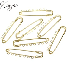 XINYAO, 10 шт./лот, 80 мм, длина, золотой, серебряный цвет, железная безопасная брошь, булавки с 7 большими петлями, для установки, сделай сам, брошь, основа для изготовления ювелирных изделий