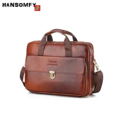 Деловой мужской портфель из натуральной кожи 1" Сумка для ноутбука поперечный мужской замок сумки большой емкости Пряжка сумки на плечо