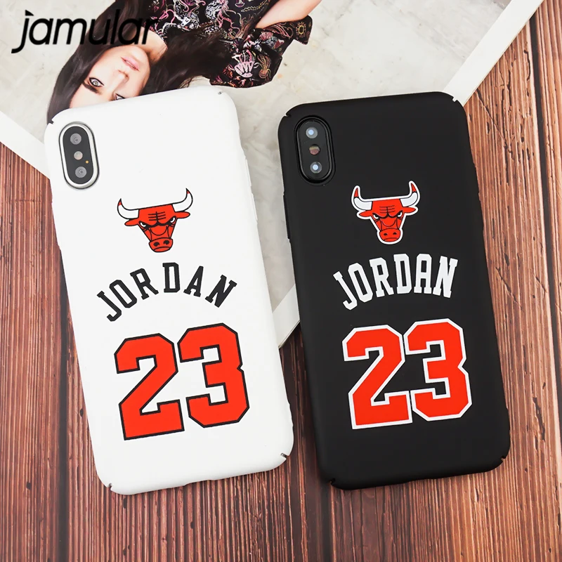 

JAMULAR Bulls Number 23 Jordan Phone Case For iphone 7 8Plus Cool Hard Matte PC Case Cover For iphone X 6 6s Plus 10 Shell Funda