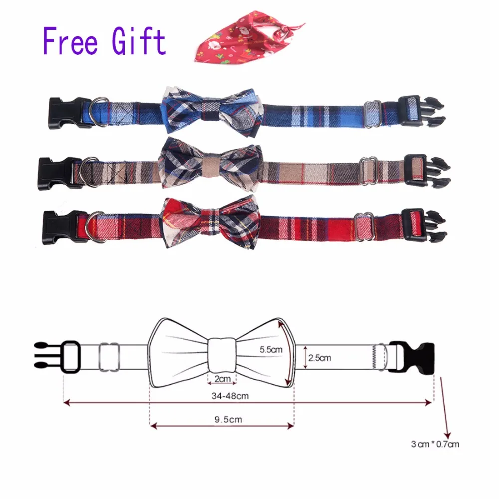Goedkoop Hot Selling Halsband Verstelbare Plaid Strik Katoen Handgemaakte Pet Kerstmis Kat Kitten Halter Katten Kraag Product Dierbenodigdheden