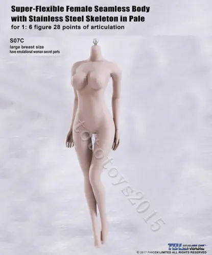 1/6 масштаб 1" супер-гибкая большая грудь тело бледная кожа бесшовная модель тела игрушка подходит для KT007 KT005 KT004 KT008 голова лепить - Цвет: Only Body
