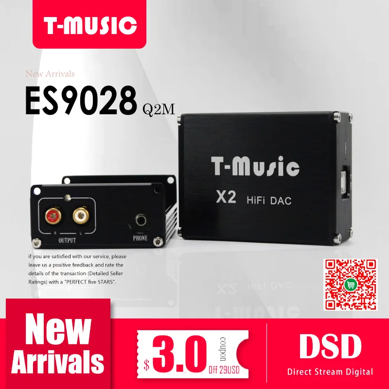 

2019 Version T-Music X2 Hifi DAC ES9028 Q2M Mini USB desktop DAC with Headphone Output