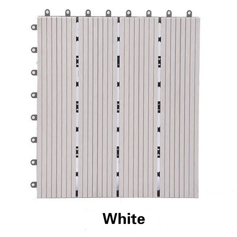 300x300 мм блокирующаяся напольная плитка покрытие для пола, пластик, дерево для улицы балкон сад пол DIY домашний декор простая сборка - Цвет: Белый