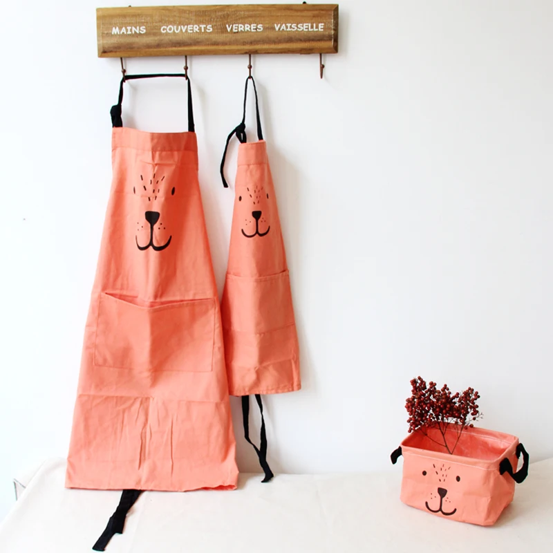 High Quality Japan style Adult And Child Apron Kitchen Cooking Waist Cotton Apron Funny Cartoon Bear Kids Aprons Free Shipping