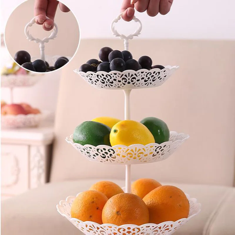  Cake Stands 3-layer Hollow Detachable Fruit Display Plate Dessert Snacks Storage Stand Tray Kitchen