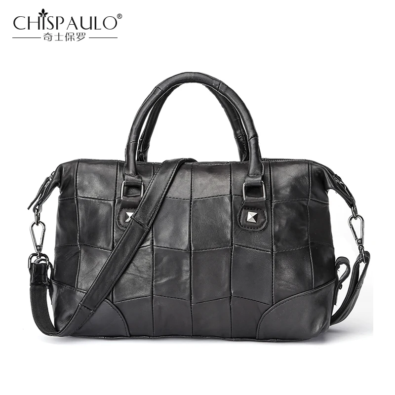 

Genuine Leather Women Bag High Quality Sheepskin Shoulder Bag Ladies Boston patchwork Bags Luxury Handbags Women Bags Designer