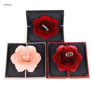 

Ring Box Lift Rotation Creative Case For Jewelry Rose 3D Handmade Storage Professional For Gifts Valentine's Day Wedding