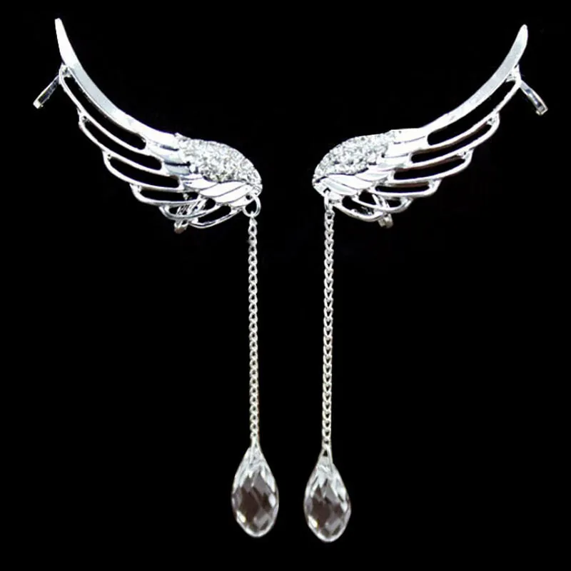 

Zerotime #P8 2019 NEW FASHION Charm Elegant Angel Wing Crystal Earrings Drop Dangle Ear Cuff Clip Minimalist style Free Shipping