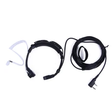2 Pin Heavy Duty Police Throat Mic PTT Air Tube Headset Headphone for Kenwood Baofeng Wouxun PUXING CB Ham Radio Walkie Talkie