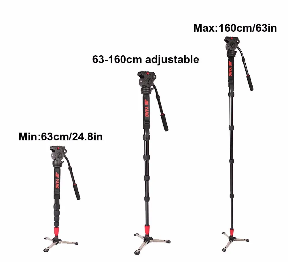 JY0506 монопод из алюминия Профессиональная жидкая головка монопод для видео с штативом подставка для Canon Nikon видеокамера Sony видеокамера