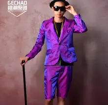 Purple Colorful Suit Silk England Blazer Star Men Nightclub Bar Singer DJ DS Stage Show Costumes Fashion Formal Dress ! M-5XL