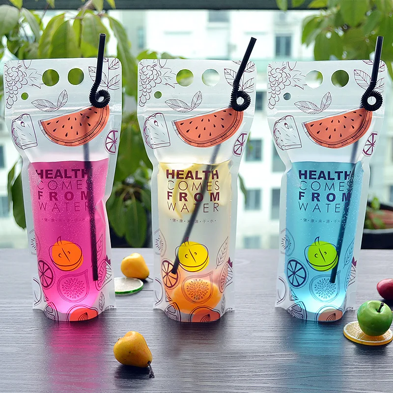 500ml Transparent Self sealed Plastic Beverage DIY Summer Drink
