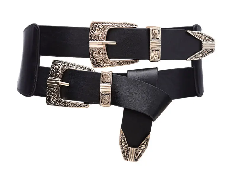 

Elastic waistband with two metal buckles at front #BLT17024