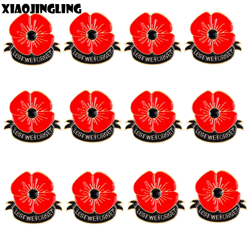 

XIAOJINGLING 12 Pcs Wholesale Brooch Red Poppy Flower Brooches Charm Women Jewelry Brooch Pins Anniversary Gifts Christmas Gifts