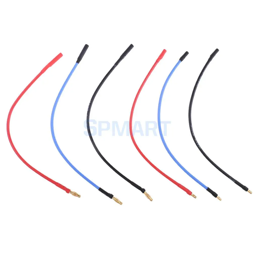 6Pcs 4.0mm & 3.5mm Connectors 23cm Banana RC Brushless Motor ESC Extension Cable Wire RC Car Boat Parts