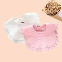 Детские двухсторонние хлопковые Слюнявчики нагрудники для девочек, сетчатый кружевной милый комбинезон принцессы для новорожденных девочек