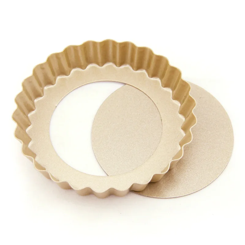 

Hot 4inch Gold Non-stick Tart Mold Quiche Pan Removable Round Cake Pans with Loose Bottom Pie Pan Muffin Mould