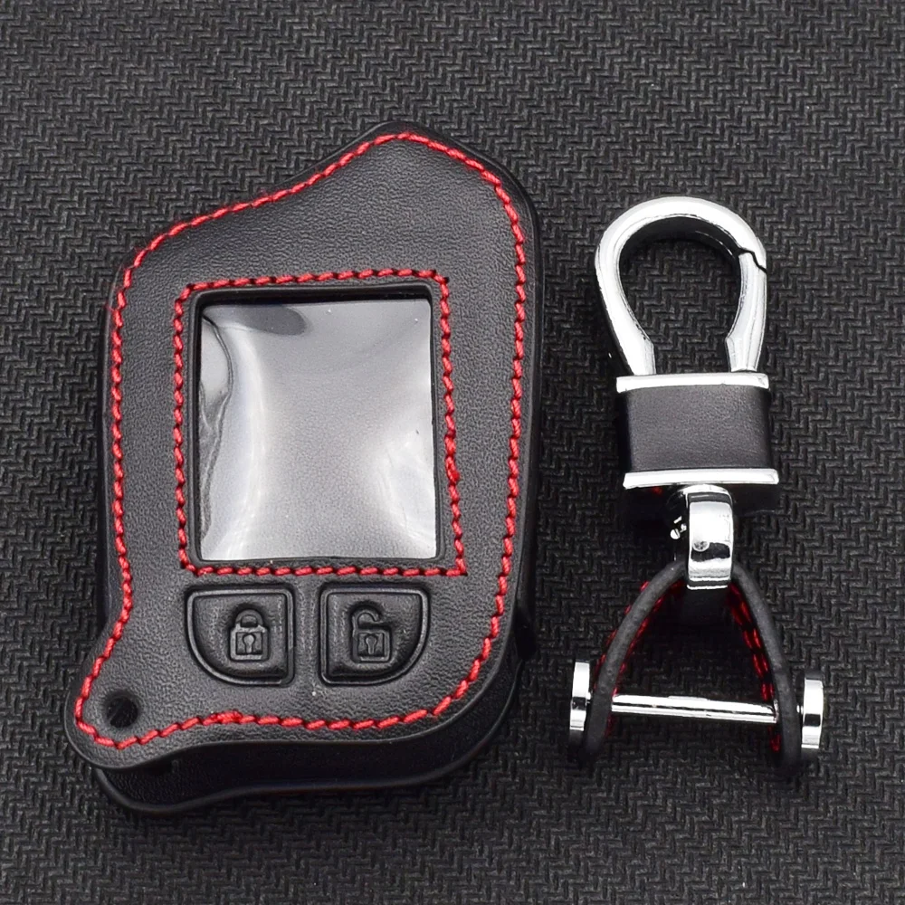

ATOBABI M13 Genuine Leather Key Keychain Fob Case For Scher-Khan Magicar M13 M14 M110AS Auto-Signals 2 Way LCD Remote Control