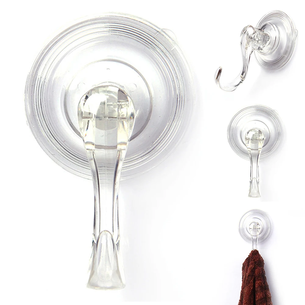 

4Pcs Storage Shower Clothes Towel Holder Glass Suckers Transparent Suction Cup Removable Home Wall Hanger Hook Hanging