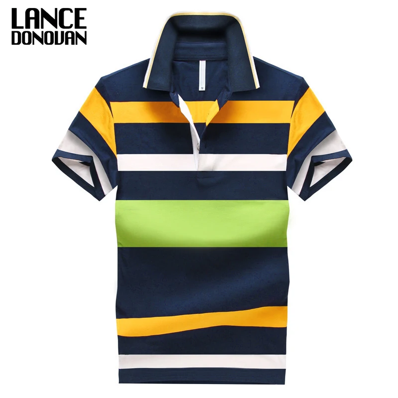 

92% Cotton camisa Men Polo Shirt 2015 Casual Striped Slim short sleeves ASIAN SIZE M-4XL