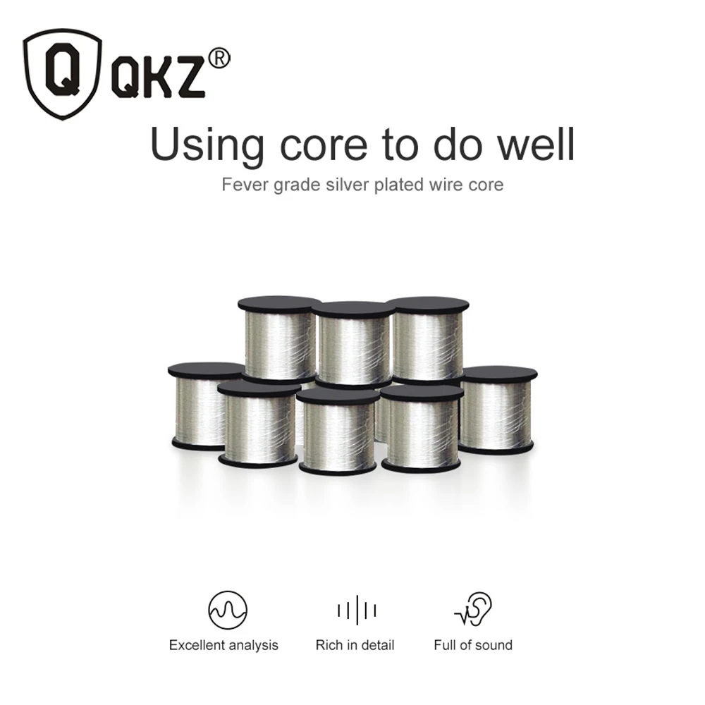Обновленный кабель для наушников QKZ 0 75 мм 8 ядер посеребренный 3 5 дюйма улучшенный