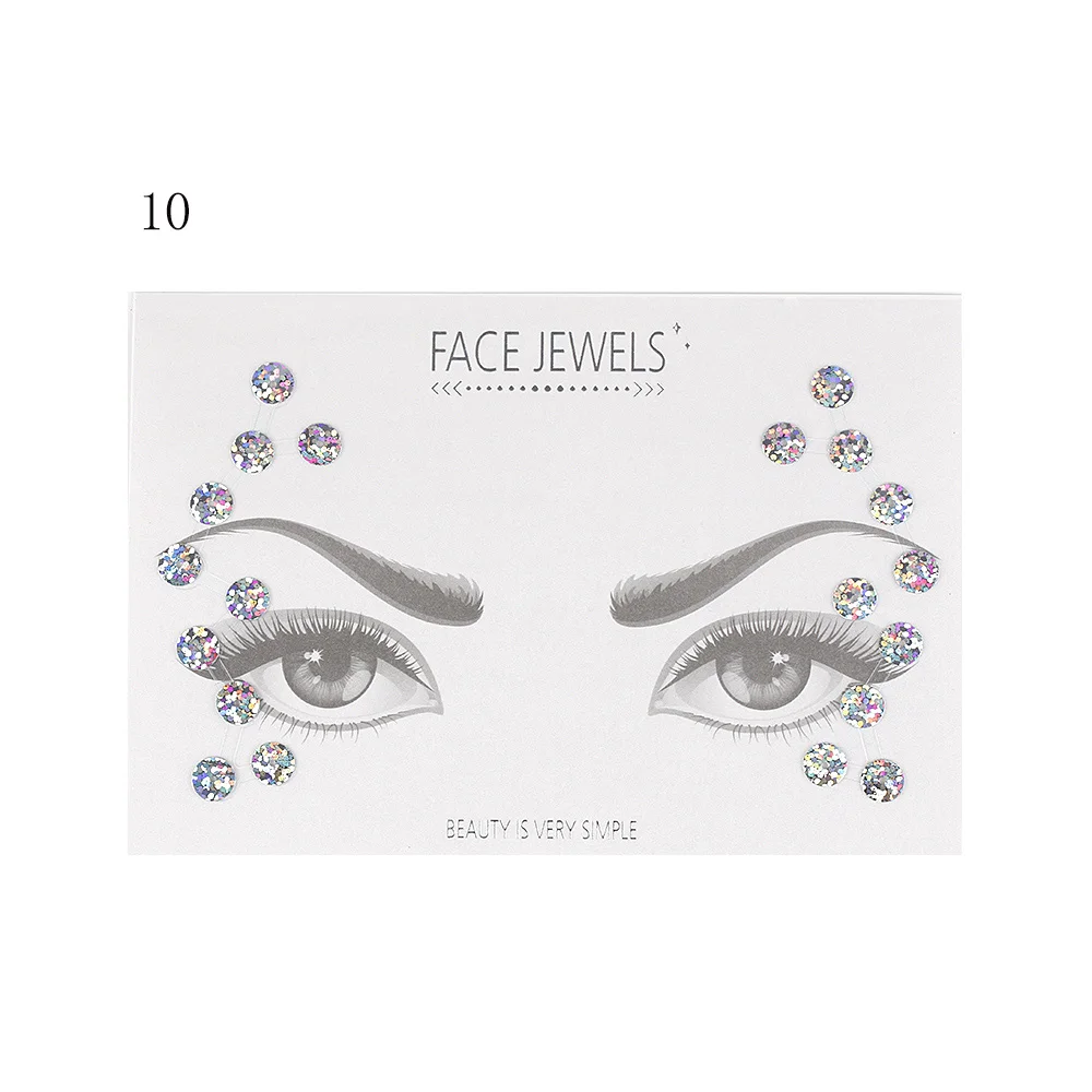 1PC Temporary 3D Crystal Tattoo Sticker Face Jewelry Rhinestone Decoration Party Festival Makeup Glitter Body Art Accessories - Color: 10