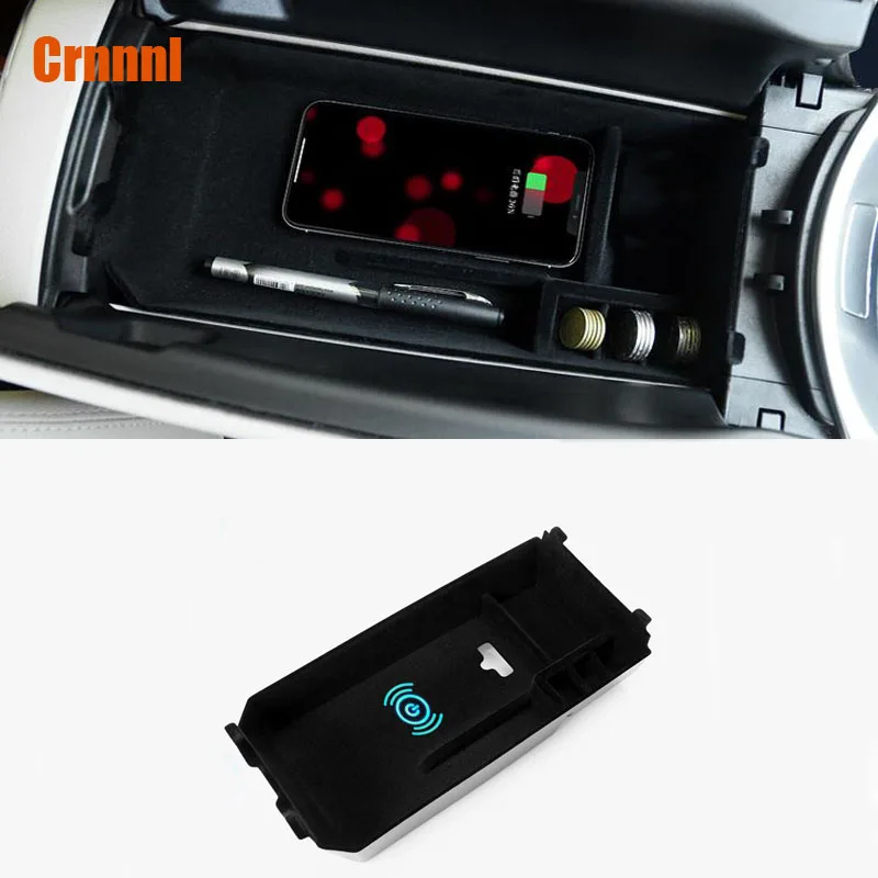 Mobile phone wireless charging in middle store content box Car