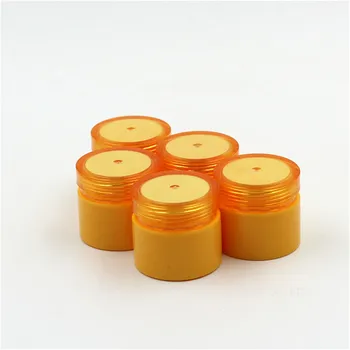 

10Pcs Cosmetic Empty Jar Pot Eyeshadow Makeup Face Cream Container Bottle Fashion Design yellow Capacity 5g