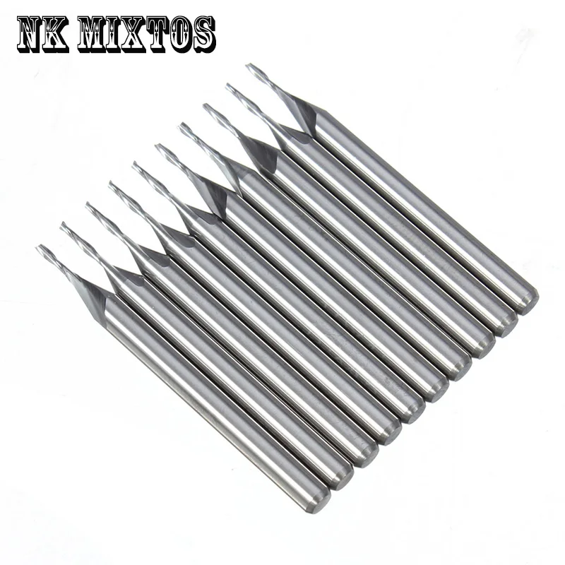 

10pcsx1/8" 1mm Carbide CNC Double/Two Flute Spiral Bits CEL 4mm end mill engraving cutter High Quanlity