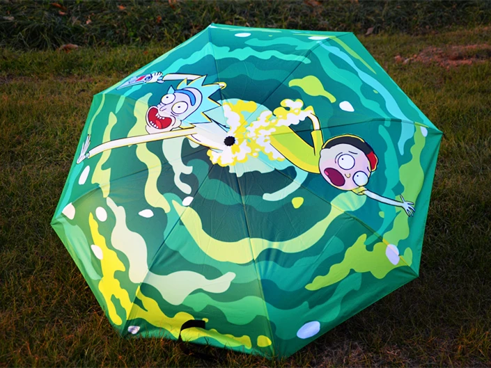 Рик и Морти черное покрытие солнечный и дождливый зонтик мир между мирами