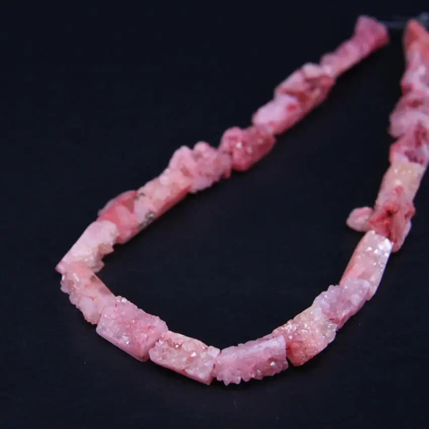 

15.5"/strand Red Titanium Natural Quartz Geode Druzy Freeform Slab Nugget Beads,Raw Crystal Drusy Rectangle Slice Jeweller