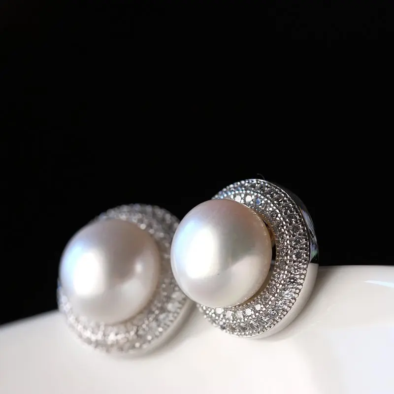 Гипоаллергенные серебряные серьги из серебра 925 пробы|pearl earrings|pearl earrings wholesaleround