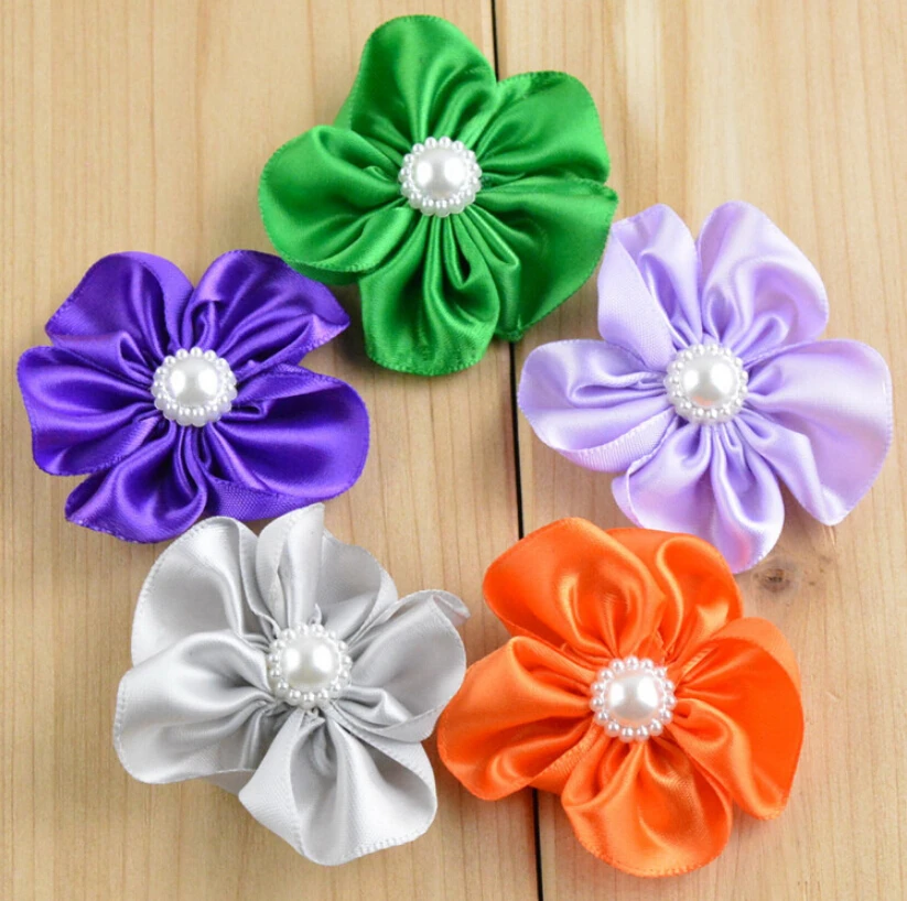 Атласная лента с лепестками и жемчугом 2 1 дюйма|satin ribbon flowers|ribbon flowersatin flowers |