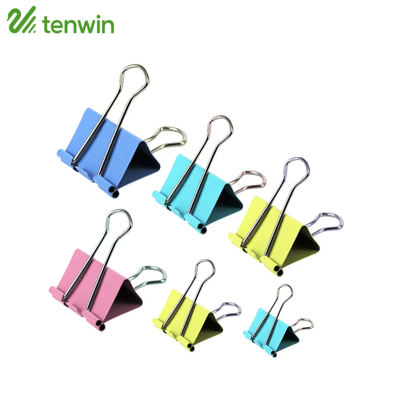 

TENWIN Binder Clips Metal Colour Notes Letter Paper Clip Office Binding Supplies Securing Clip Product 13 Series for Office