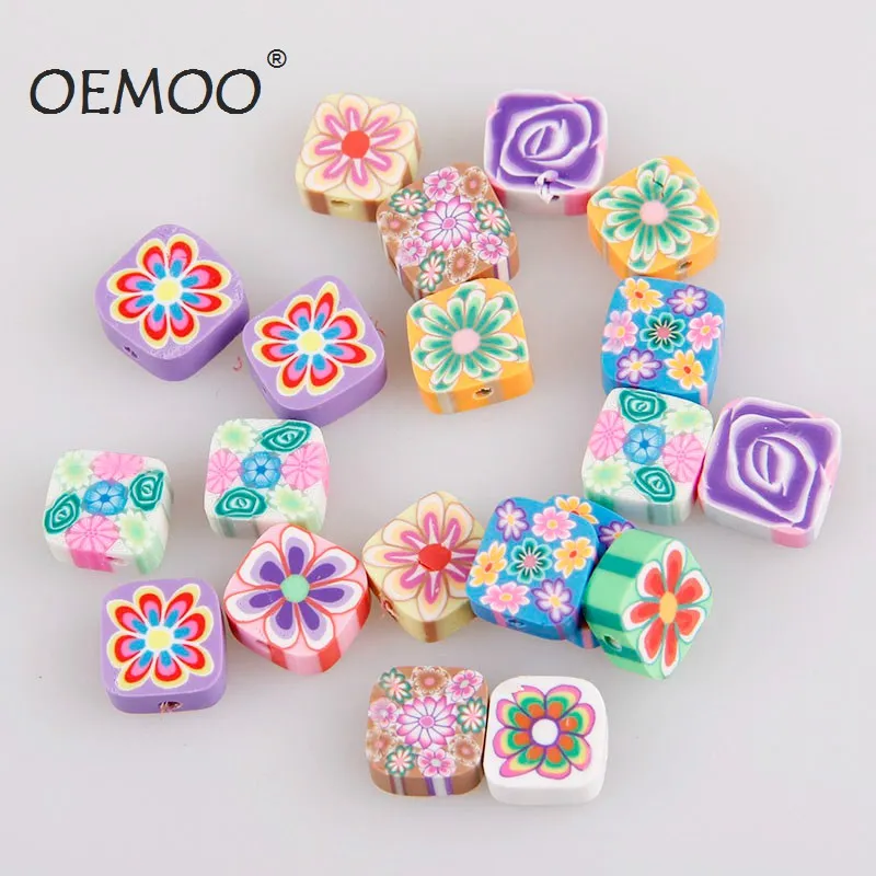 

30pcs/ Polymer clay rainbow flower Deco beads Toppings Fake Faux Sweets Decoden Kawaii Cabochon 10mm