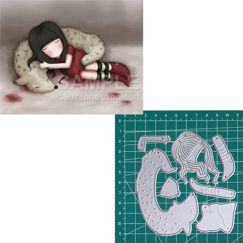 

Metal Cutting Dies Sleeping Doll Little Girl Scrapbooking Craft Dies Lovely Doll Girl Cut die Embossing Stencils 2019 New