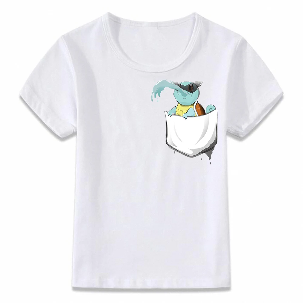 Детская футболка с карманом чармандер Иви и Пикачу Сквиртл Бульбазавр Gengar Mewtwo Покемон футболка для мальчиков и девочек Футболка oal171
