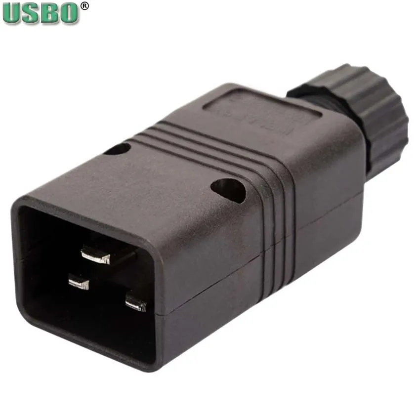 

Black CE Copper 16A 250V Standart UPS PDU APC computer IEC320 C19 C20 power removable wiring plug cable converter