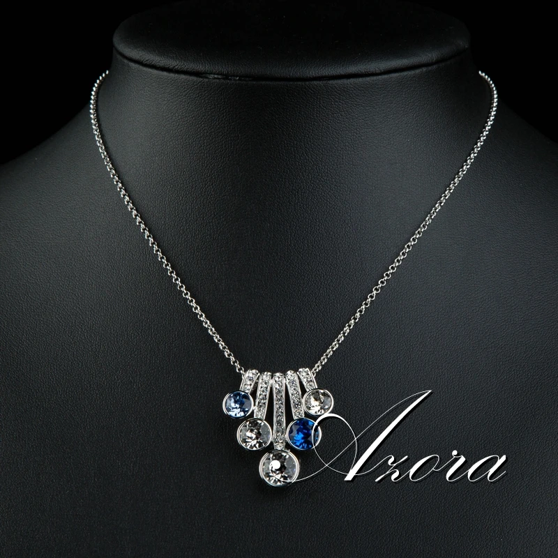 AZORA, трендовые Длинные круглые многоцветные австрийские кристаллы, звенья цепи, подвески, ожерелья для женщин, модные ювелирные изделия TN0207