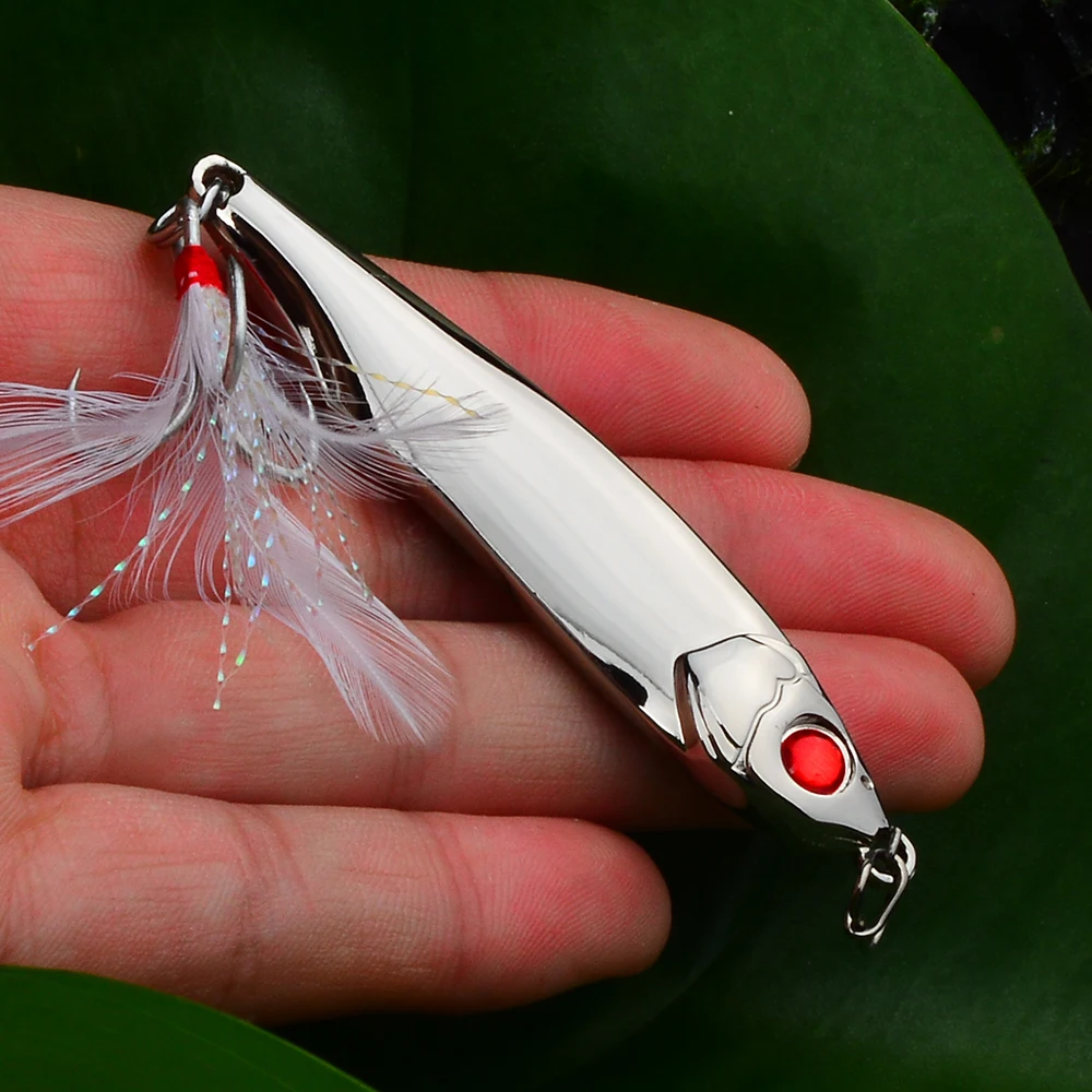 

1PC Metal Lure Fishing Bait Spoon Lures 15G/20G/28G/35G Fishing Lure 2 Color 6# ORIGIN Hook Treble Fishing Tackle With Box