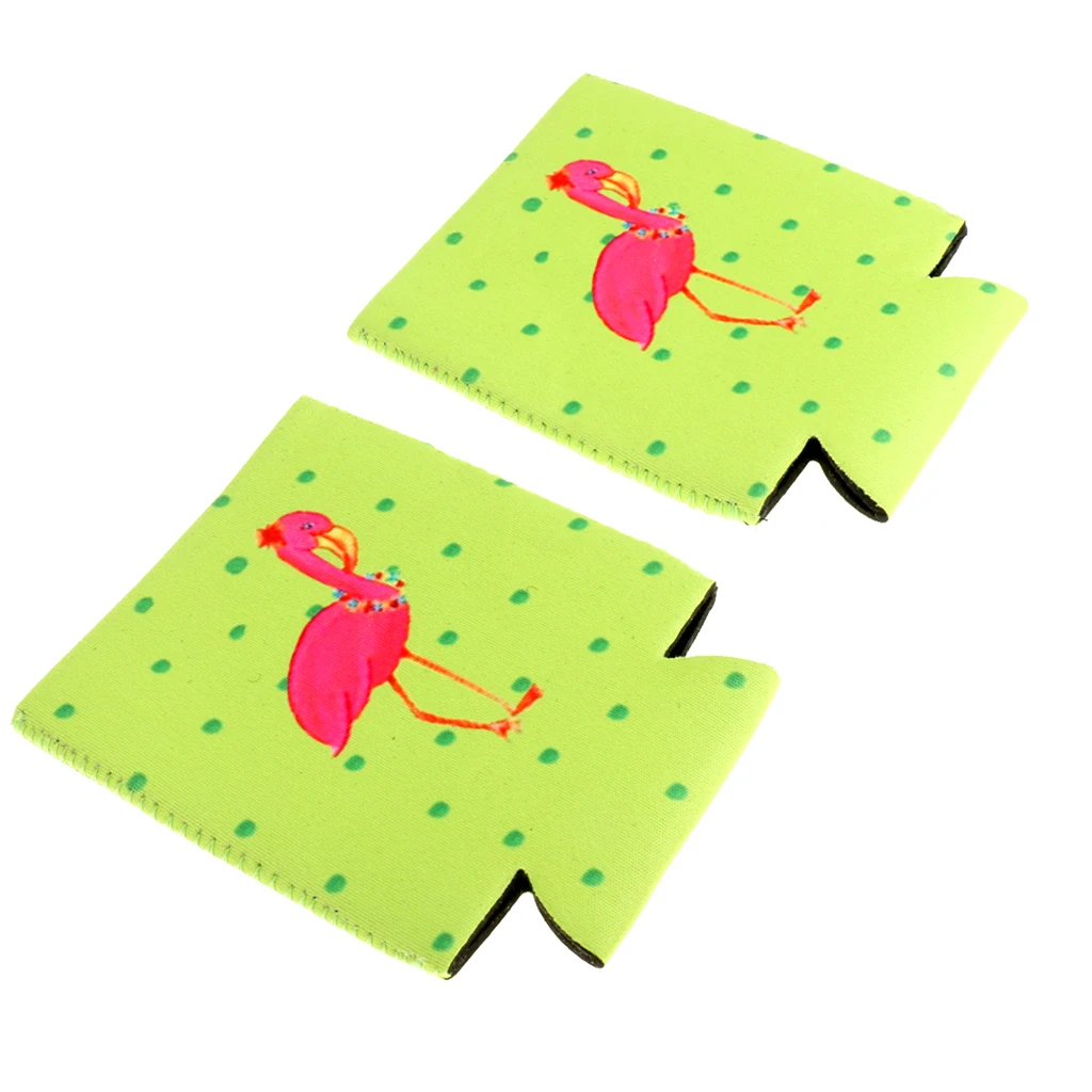 1 Pair Flamingo Stubby Beer Bottle Tin Can Cooler Sleeve Wedding Party Favor