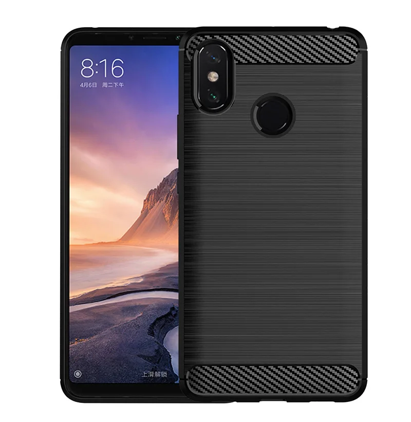 cheap for xiaomi 6 6x max 3 Soft Carbon fiber cell phone Back Cover Solid Color Dirt resistant Brushed Finish Shockproof case