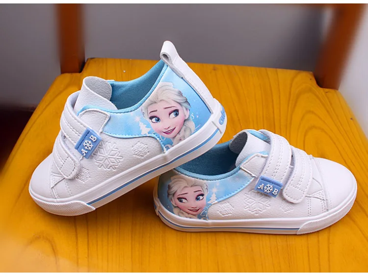 Принцесса обувь для девочек для детей мода Эльза Анна детская обувь Снежная королева повседневная детская обувь кроссовки для девочек белая плоская подошва