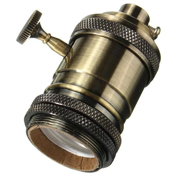 

E27 ES Vintage Retro Edison Screw Bulb Socket Lamp Holder Light With Switch Chrome/bronze