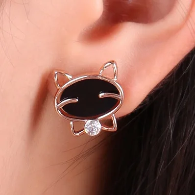 

2017 Direct Selling New Earings Earrings Brinco Fashion Small Lovely Jewellery Rhinestone Smile Cute For Cat Stud Earring E155
