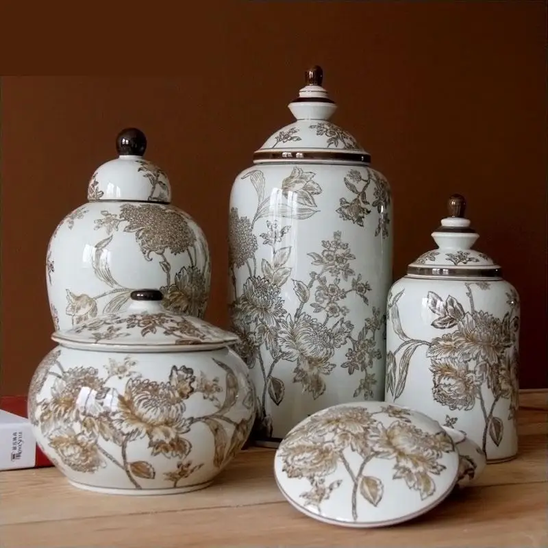 Jingdezhen Ceramic Freehand Vase Living Room Decoration Modern Handicraft Antique European Ornamental Ceramic Pot porcelain jar 2