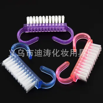

by ems or dhl 500pcs 2016 Hot Nail Art Plastic Cleaning Brush Finger Nail Care Dust Clean Handle Scrubbing Brush